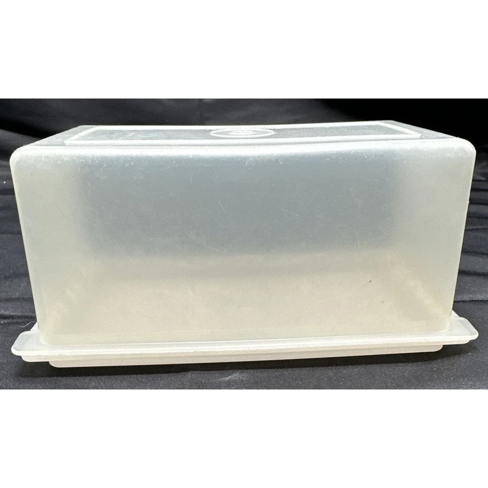 Vintage Tupperware Clear Opaque Butter Dish Keeper 638-4 lid 638-2 bottom